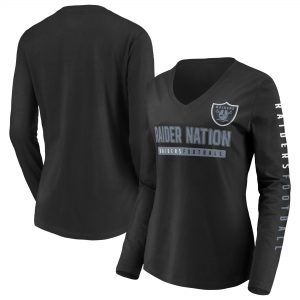 Las Vegas Raiders Women’s Team Slogan Long Sleeve V-Neck T-Shirt
